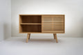 Solid White Oak Buffet Table/ Sideboard with Slatted Doors