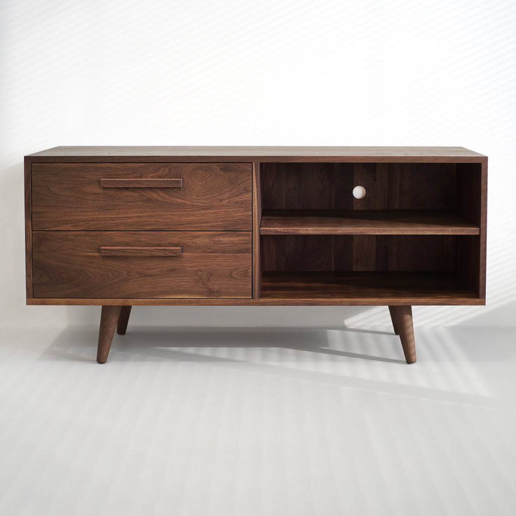 Solid Black Walnut Credenza/ Sideboard with Two Drawers and Two Cubbies