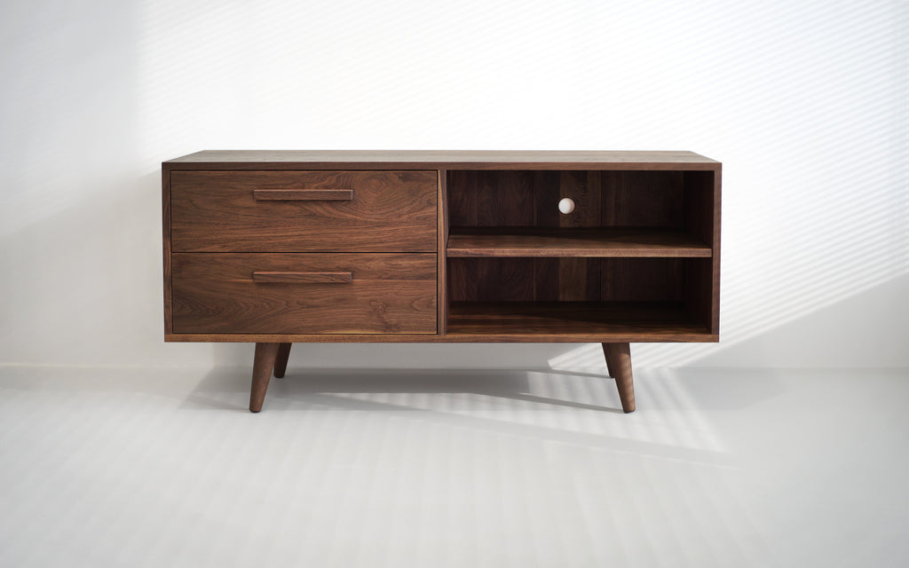 Solid Black Walnut Credenza/ Sideboard with Two Drawers and Two Cubbies