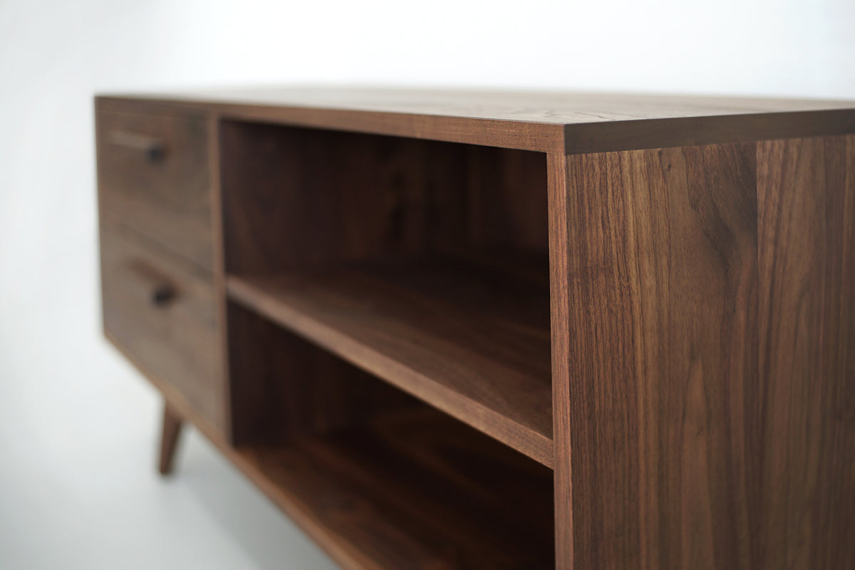 Solid Black Walnut Credenza/ Sideboard with Two Drawers and Two Cubbies