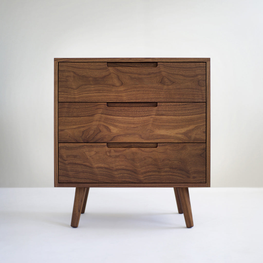 Solid Black Walnut Dresser with Three Drawers