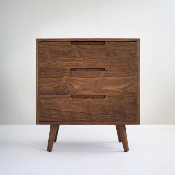 Solid Black Walnut Dresser with Three Drawers