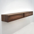 Solid Black Walnut Floating Media Console Cabinet with Two Compartments