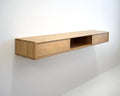 Solid White Oak Floating Media Console with Three Compartments