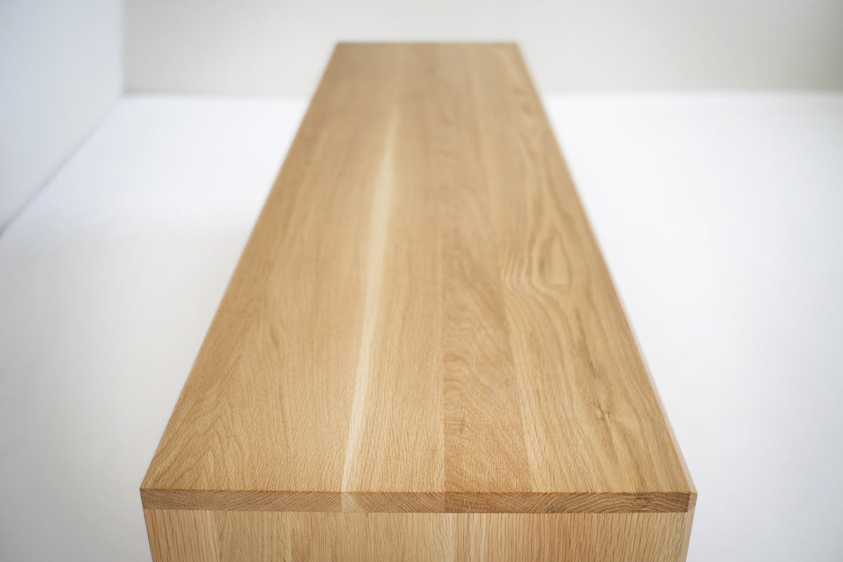 Solid White Oak TV Stand/ Credenza/ Cabinet with Beveled Edges