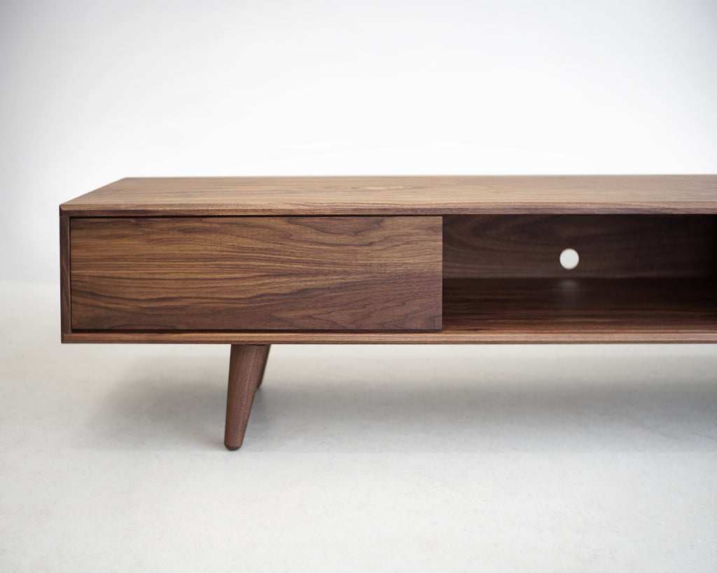Solid Black Walnut TV Stand/ Credenza/ Cabinet with Beveled Edges