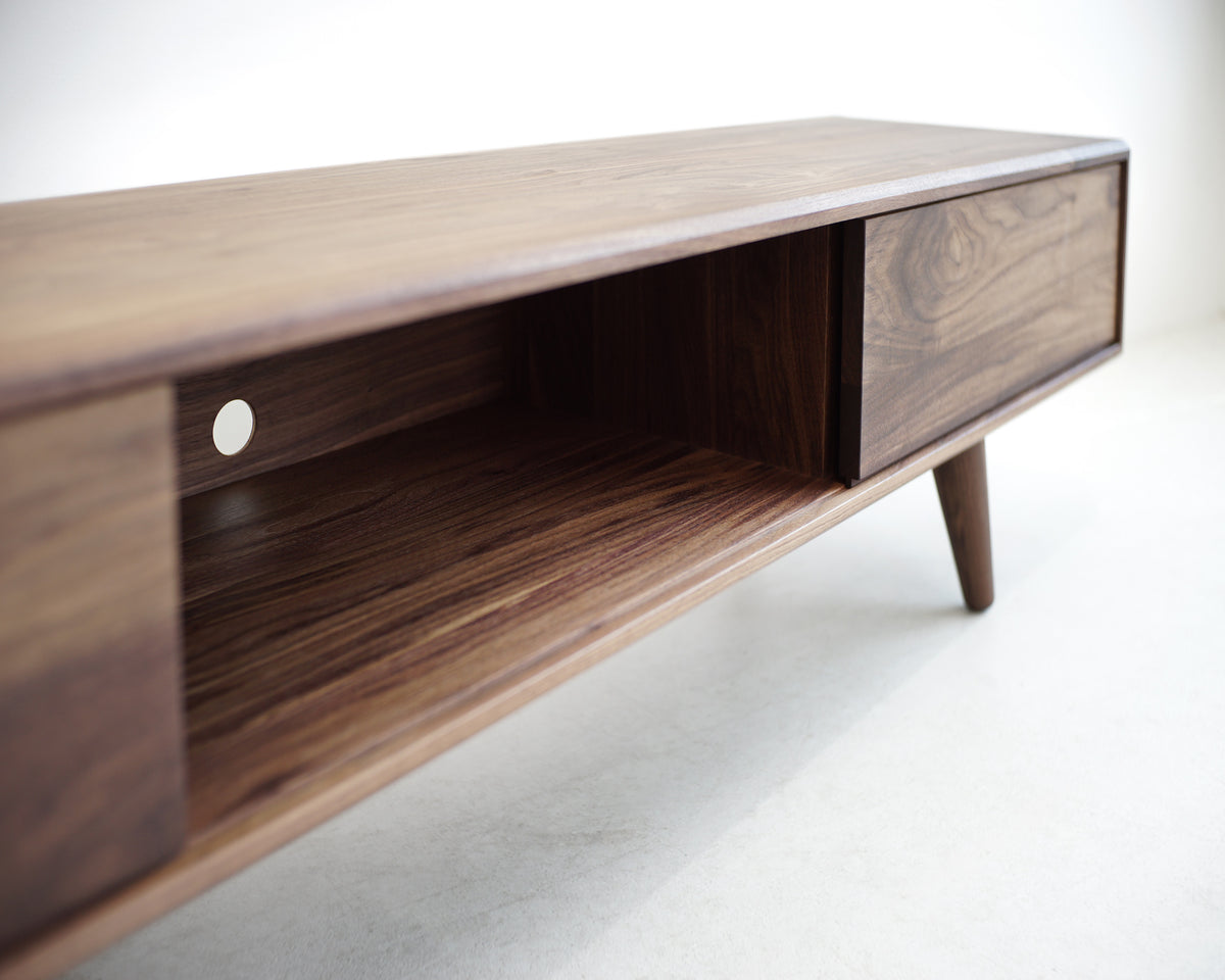 Solid Black Walnut TV Stand/ Credenza/ Cabinet with Beveled Edges