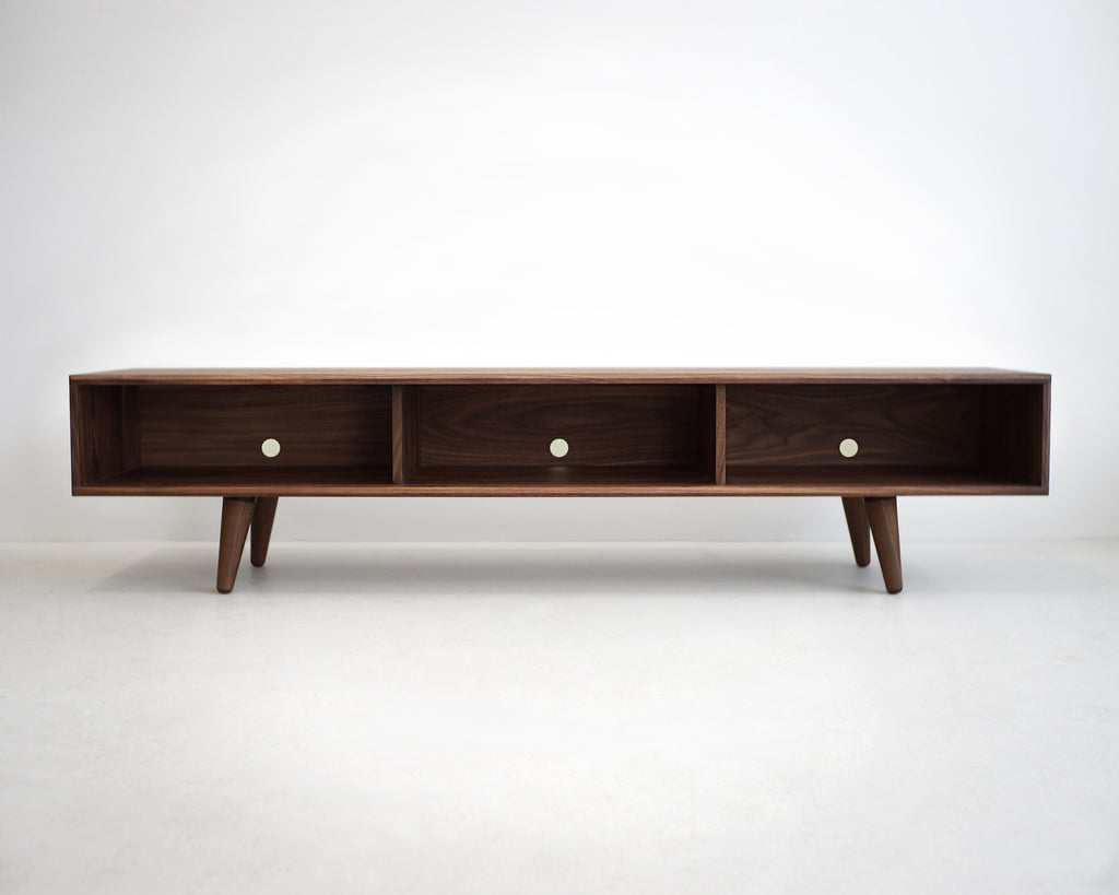 Solid Black Walnut TV Stand/ Credenza/ Cabinet with Beveled Edges