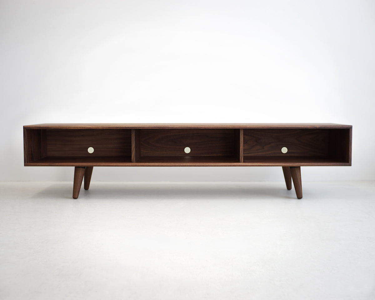 Solid Black Walnut TV Stand/ Credenza/ Cabinet with Beveled Edges