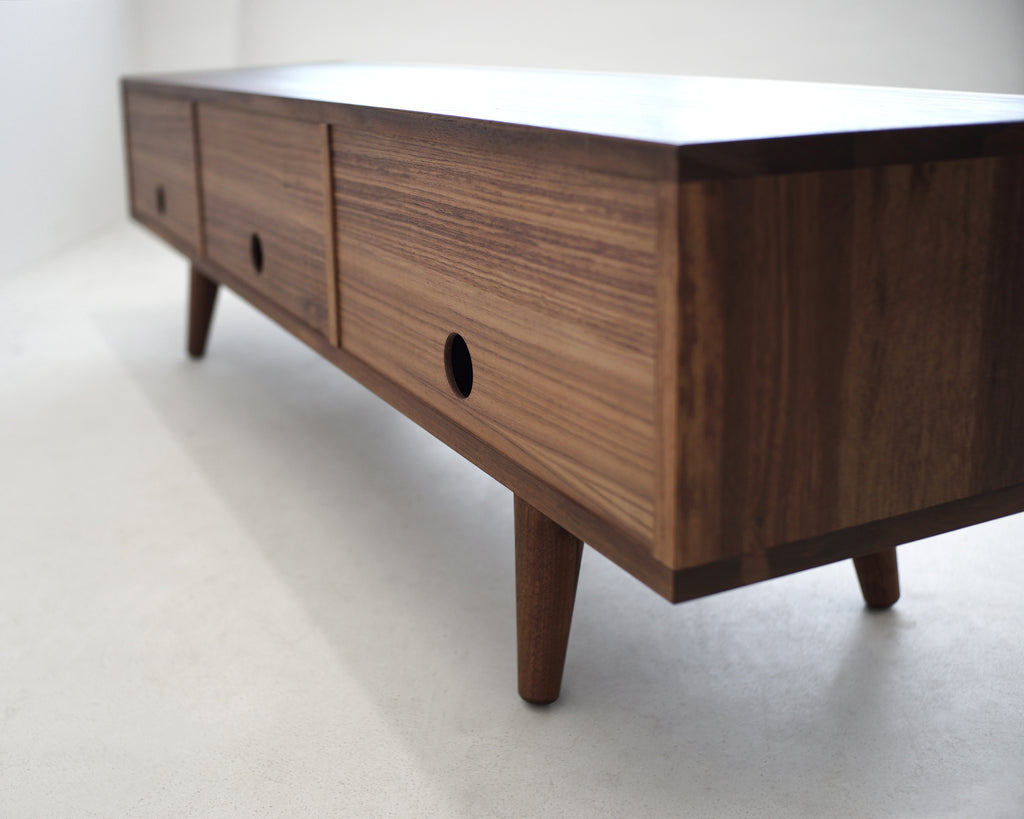 Solid Black Walnut TV Stand/ Credenza/ Cabinet with Beveled Edges