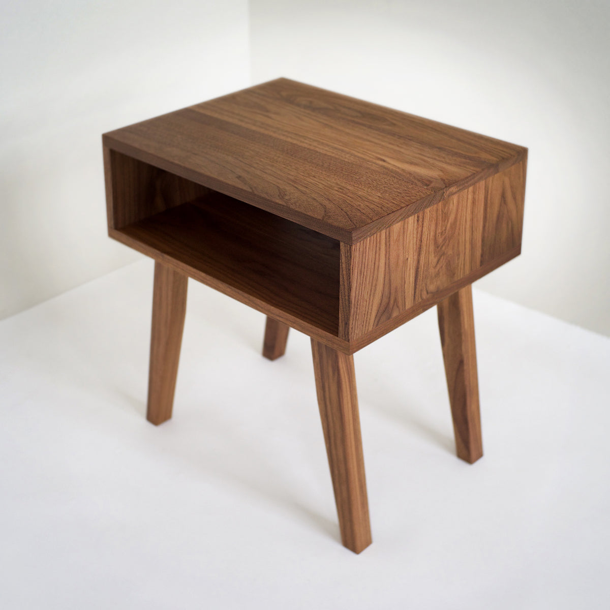 Solid Black Walnut Side Table/ Nightstand with Tapered Legs